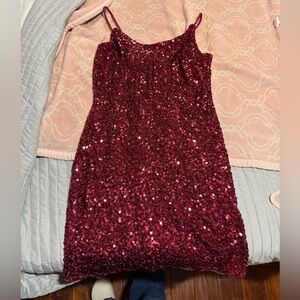 Iris Sparkling Burgundy Sequin Dress